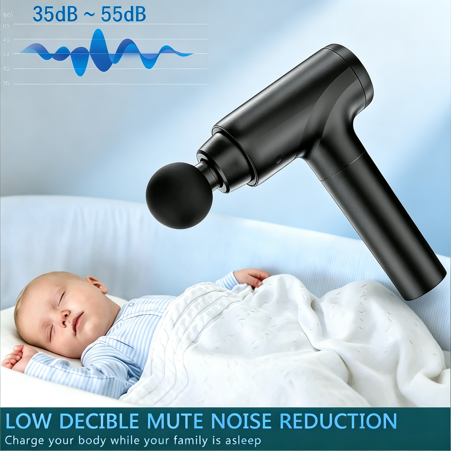 Professional Deep Tissue Massage Gun with 8 Heads &amp; Portable Case