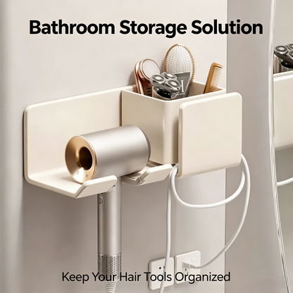 Wall-Mounted Hair Dryer Organizer with Storage Box