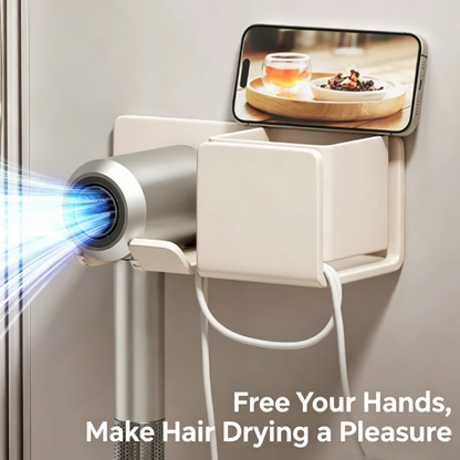 Wall-Mounted Hair Dryer Organizer with Storage Box