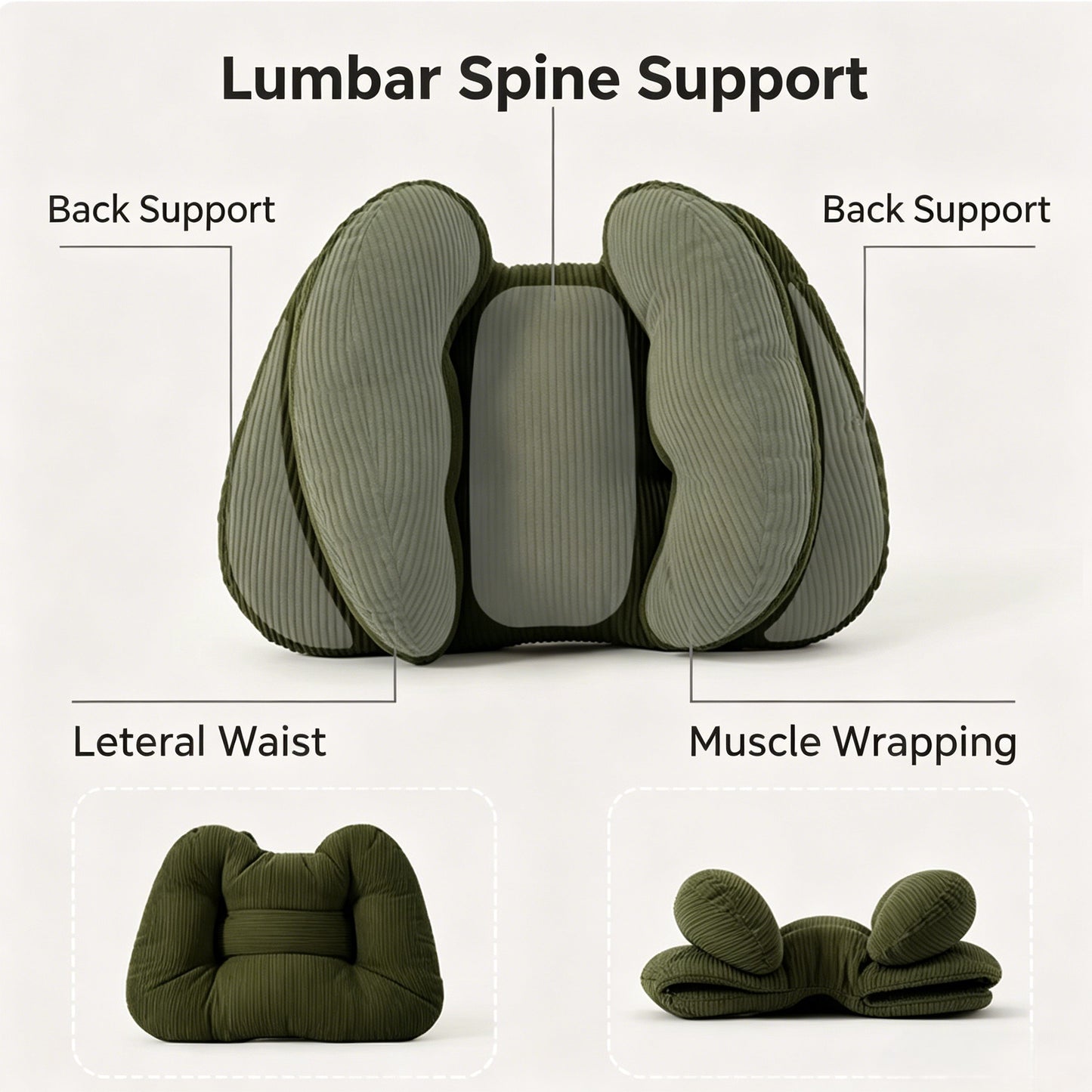 Ergonomic Corduroy Lumbar Support Pillow