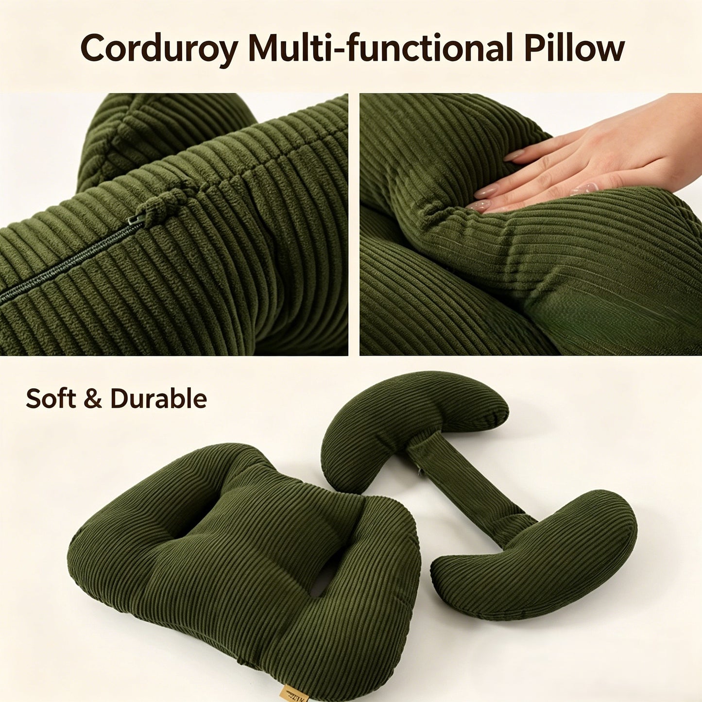 Ergonomic Corduroy Lumbar Support Pillow