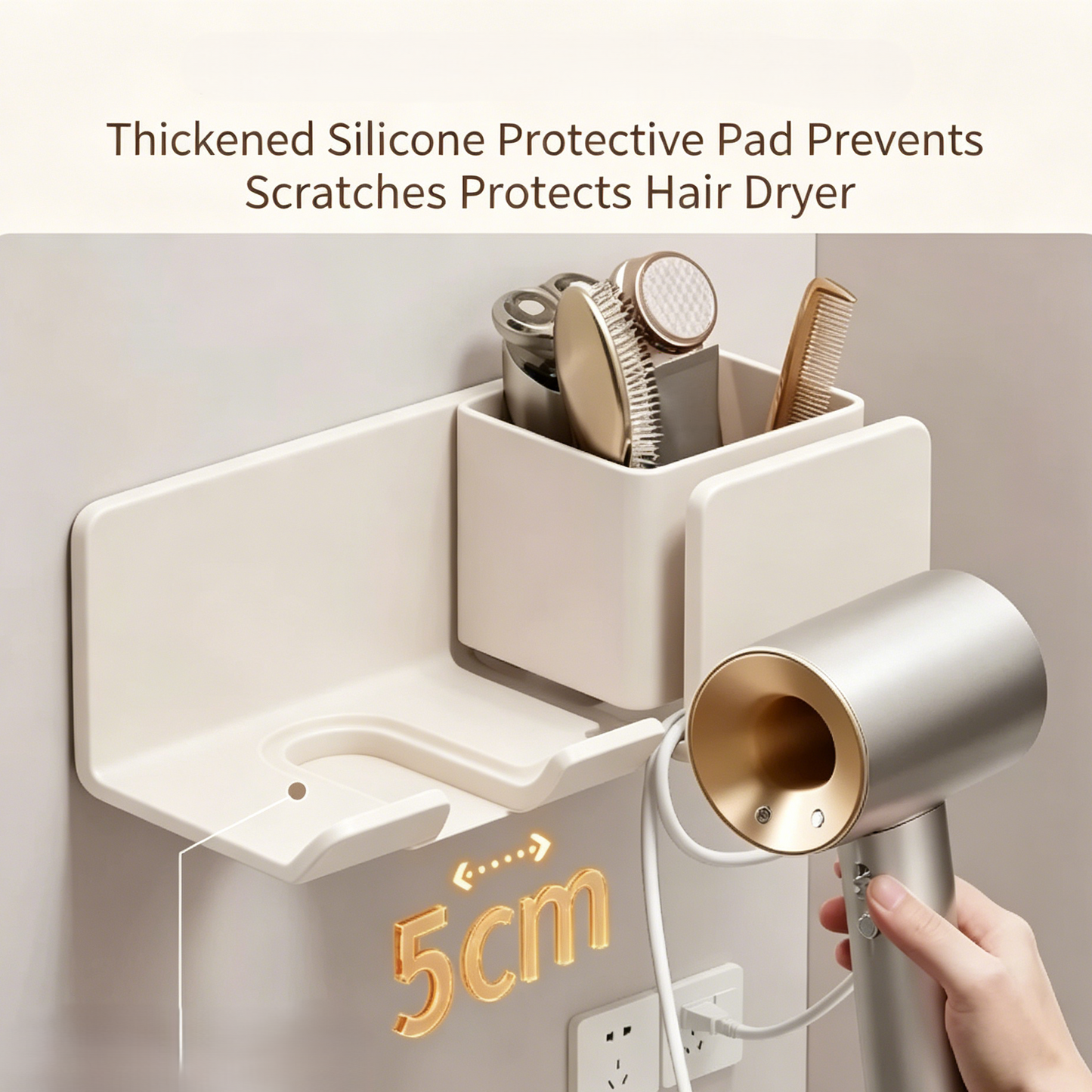 Wall-Mounted Hair Dryer Organizer with Storage Box