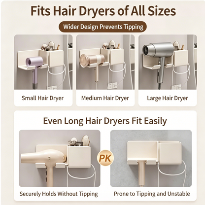 Wall-Mounted Hair Dryer Organizer with Storage Box