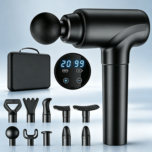 Professional Deep Tissue Massage Gun with 8 Heads &amp; Portable Case